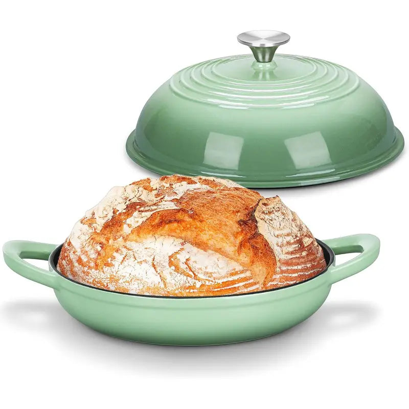 Dutch Oven for Bread Baking, Joyfair Enameled Cast Iron Pot with Lid | Heavy Duty 10" Sourdough Bake Pan with Dome Lid, Even Heat, 500 ℉ Oven-Safe, Kitchen Bakeware for Slow-Cooking Roasting, 5.5QT