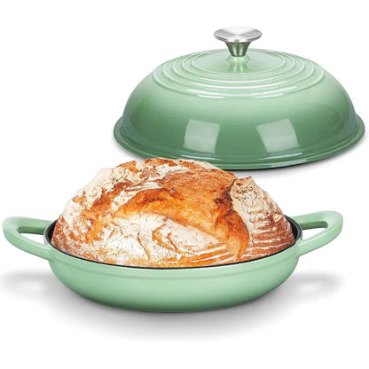 Dutch Oven for Bread Baking, Joyfair Enameled Cast Iron Pot with Lid | Heavy Duty 10" Sourdough Bake Pan with Dome Lid, Even Heat, 500 ℉ Oven-Safe, Kitchen Bakeware for Slow-Cooking Roasting, 5.5QT