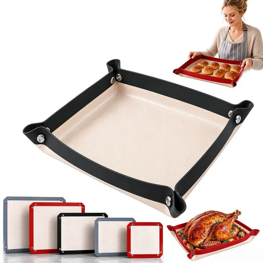 Silicone Baking Mat Bakeware - Leakproof, Snap Lock Edges, Nonstick Oven Liners for Kitchen Utensils