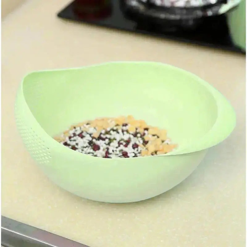 Multi Functional Dual Layer Kitchen Drain Basin, Colander Strainer Basket with Handle, Versatile Food Washing Tool for Rinsing Rice Fruit Vegetable, Daily Household Meal Prep Bowl Utensils
