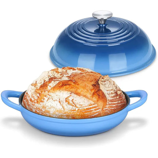 Dutch Oven for Bread Baking, Joyfair Enameled Cast Iron Pot with Lid | Heavy Duty 10" Sourdough Bake Pan with Dome Lid, Even Heat, 500 ℉ Oven-Safe, Kitchen Bakeware for Slow-Cooking Roasting, 5.5QT