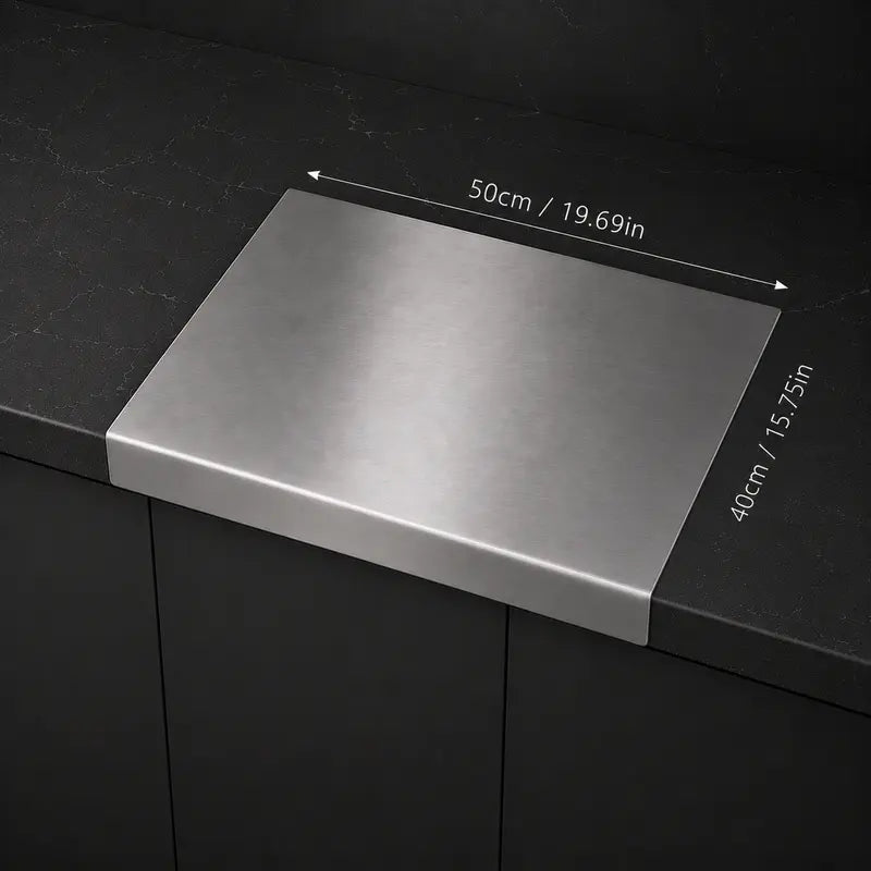 Stainless Steel Chopping Board - Anti-Slip Base, Mold-Resistant Kitchen Supply, Minimalist Essential Household Kitchen Accessory for Knife Use, Home Decor