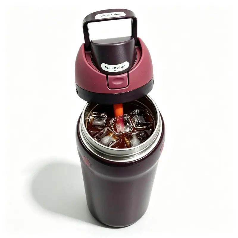 Owala 32Oz Stainless Steel Freesip Special Edition Insulated Leakproof Water Bottle - Cherry & Bow Deep Red Print, Black Push Lid with Straw, Vacuum Drinkware