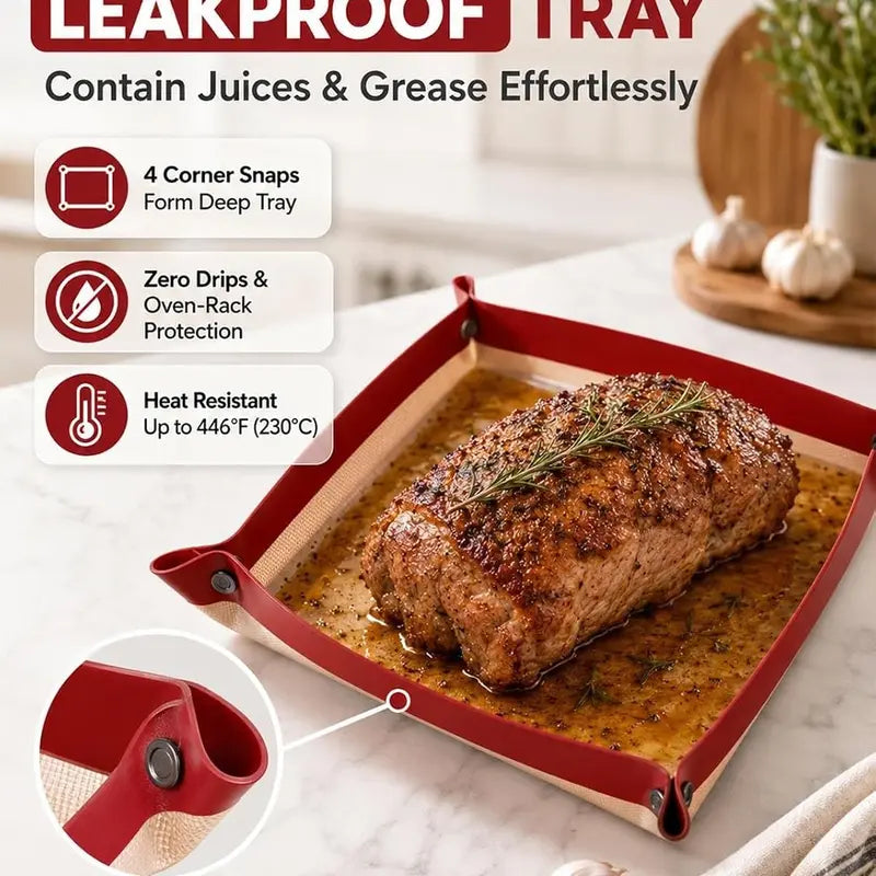 Silicone Baking Mat Bakeware - Leakproof, Snap Lock Edges, Nonstick Oven Liners for Kitchen Utensils