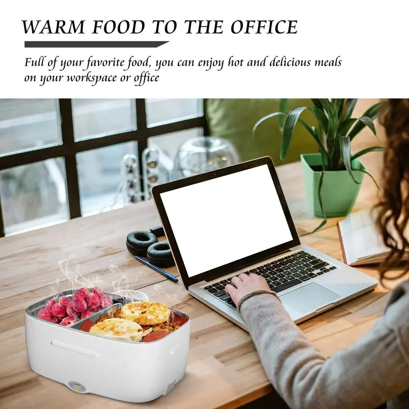 Electric Heated Lunch Box, 60W Fast Heating, 1.5L Food-Grade 304 Stainless Steel, 12V/24V/110V Portable Food Warmer for Car Truck Office Adults, Lonchera Electrica Portatil