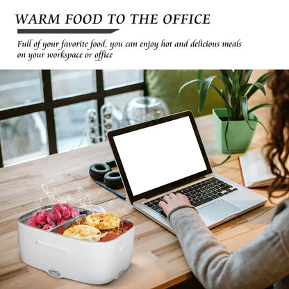 Electric Heated Lunch Box, 60W Fast Heating, 1.5L Food-Grade 304 Stainless Steel, 12V/24V/110V Portable Food Warmer for Car Truck Office Adults, Lonchera Electrica Portatil
