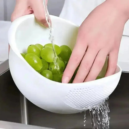 Multi Functional Dual Layer Kitchen Drain Basin, Colander Strainer Basket with Handle, Versatile Food Washing Tool for Rinsing Rice Fruit Vegetable, Daily Household Meal Prep Bowl Utensils