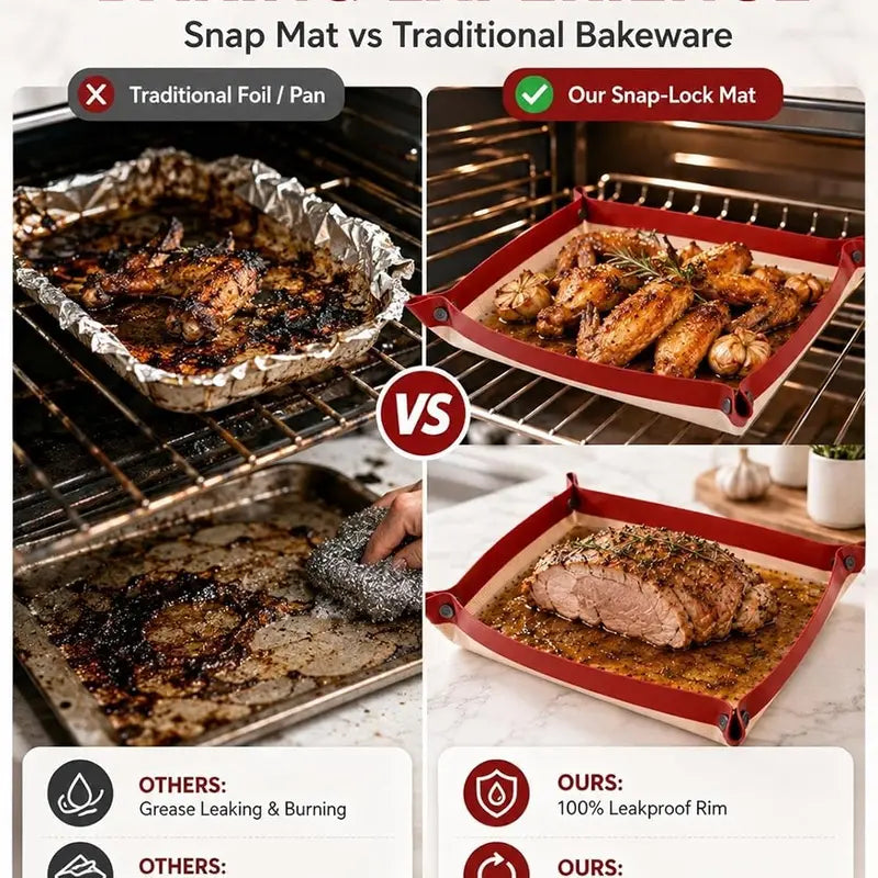 Silicone Baking Mat Bakeware - Leakproof, Snap Lock Edges, Nonstick Oven Liners for Kitchen Utensils