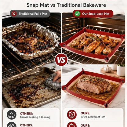 Silicone Baking Mat Bakeware - Leakproof, Snap Lock Edges, Nonstick Oven Liners for Kitchen Utensils