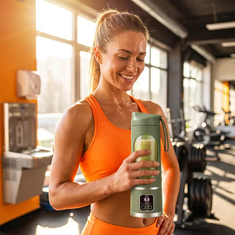 Portable Blender - Cordless 8-Blade Stainless Steel Rechargeable Juicing Cup, Durable Batteries Built-In, USB Charging Port, Ergonomic Crystal Design, Ideal for Fitness Enthusiasts & Outdoor Use (Watermelon Juice, Protein Powder Mixing)