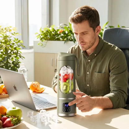 Portable Blender - Cordless 8-Blade Stainless Steel Rechargeable Juicing Cup, Durable Batteries Built-In, USB Charging Port, Ergonomic Crystal Design, Ideal for Fitness Enthusiasts & Outdoor Use (Watermelon Juice, Protein Powder Mixing)