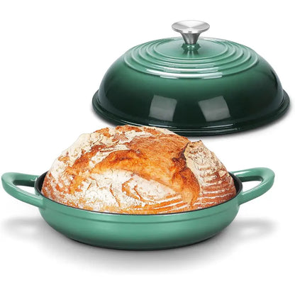 Dutch Oven for Bread Baking, Joyfair Enameled Cast Iron Pot with Lid | Heavy Duty 10" Sourdough Bake Pan with Dome Lid, Even Heat, 500 ℉ Oven-Safe, Kitchen Bakeware for Slow-Cooking Roasting, 5.5QT