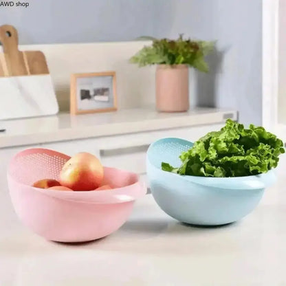 Multi Functional Dual Layer Kitchen Drain Basin, Colander Strainer Basket with Handle, Versatile Food Washing Tool for Rinsing Rice Fruit Vegetable, Daily Household Meal Prep Bowl Utensils