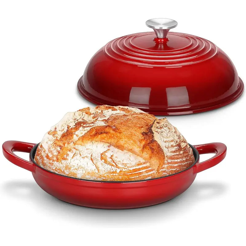 Dutch Oven for Bread Baking, Joyfair Enameled Cast Iron Pot with Lid | Heavy Duty 10" Sourdough Bake Pan with Dome Lid, Even Heat, 500 ℉ Oven-Safe, Kitchen Bakeware for Slow-Cooking Roasting, 5.5QT