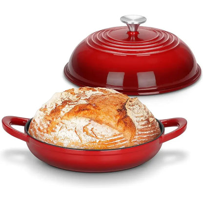 Dutch Oven for Bread Baking, Joyfair Enameled Cast Iron Pot with Lid | Heavy Duty 10" Sourdough Bake Pan with Dome Lid, Even Heat, 500 ℉ Oven-Safe, Kitchen Bakeware for Slow-Cooking Roasting, 5.5QT