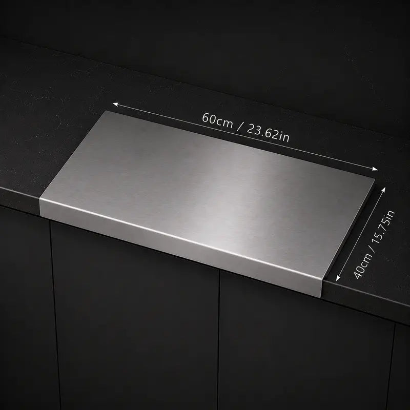 Stainless Steel Chopping Board - Anti-Slip Base, Mold-Resistant Kitchen Supply, Minimalist Essential Household Kitchen Accessory for Knife Use, Home Decor
