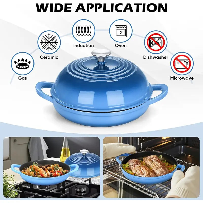 Dutch Oven for Bread Baking, Joyfair Enameled Cast Iron Pot with Lid | Heavy Duty 10" Sourdough Bake Pan with Dome Lid, Even Heat, 500 ℉ Oven-Safe, Kitchen Bakeware for Slow-Cooking Roasting, 5.5QT