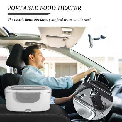 Electric Heated Lunch Box, 60W Fast Heating, 1.5L Food-Grade 304 Stainless Steel, 12V/24V/110V Portable Food Warmer for Car Truck Office Adults, Lonchera Electrica Portatil