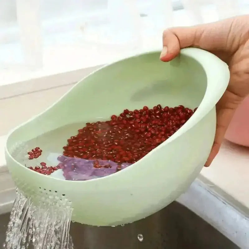 Multi Functional Dual Layer Kitchen Drain Basin, Colander Strainer Basket with Handle, Versatile Food Washing Tool for Rinsing Rice Fruit Vegetable, Daily Household Meal Prep Bowl Utensils