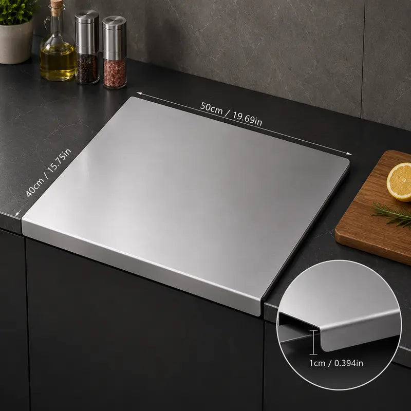 Stainless Steel Chopping Board - Anti-Slip Base, Mold-Resistant Kitchen Supply, Minimalist Essential Household Kitchen Accessory for Knife Use, Home Decor