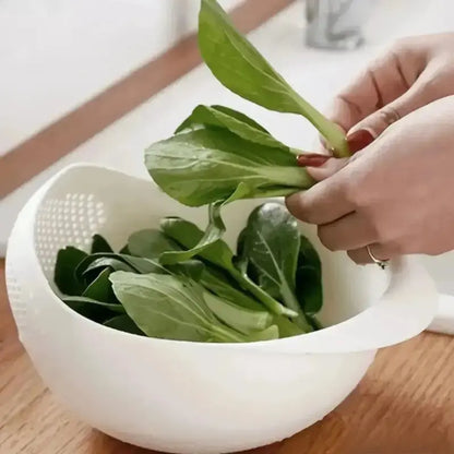 Multi Functional Dual Layer Kitchen Drain Basin, Colander Strainer Basket with Handle, Versatile Food Washing Tool for Rinsing Rice Fruit Vegetable, Daily Household Meal Prep Bowl Utensils