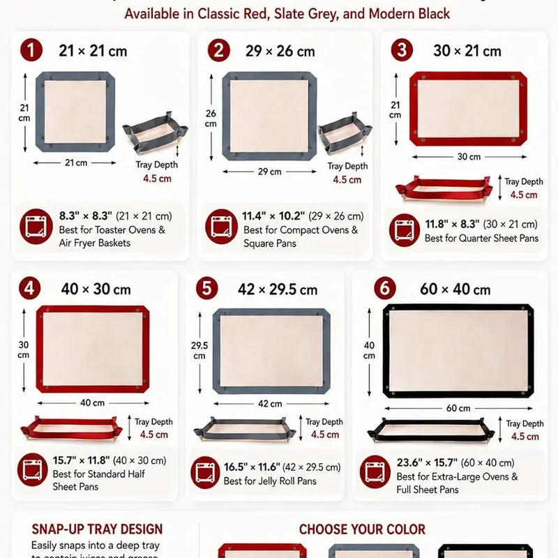 Silicone Baking Mat Bakeware - Leakproof, Snap Lock Edges, Nonstick Oven Liners for Kitchen Utensils