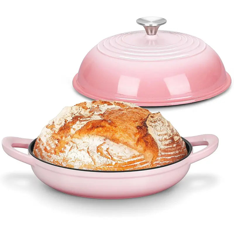 Dutch Oven for Bread Baking, Joyfair Enameled Cast Iron Pot with Lid | Heavy Duty 10" Sourdough Bake Pan with Dome Lid, Even Heat, 500 ℉ Oven-Safe, Kitchen Bakeware for Slow-Cooking Roasting, 5.5QT