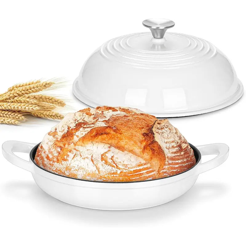 Dutch Oven for Bread Baking, Joyfair Enameled Cast Iron Pot with Lid | Heavy Duty 10" Sourdough Bake Pan with Dome Lid, Even Heat, 500 ℉ Oven-Safe, Kitchen Bakeware for Slow-Cooking Roasting, 5.5QT