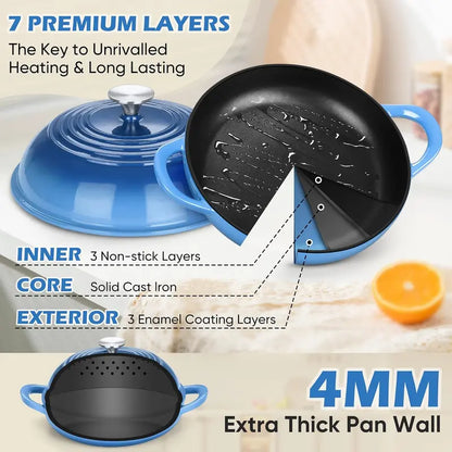 Dutch Oven for Bread Baking, Joyfair Enameled Cast Iron Pot with Lid | Heavy Duty 10" Sourdough Bake Pan with Dome Lid, Even Heat, 500 ℉ Oven-Safe, Kitchen Bakeware for Slow-Cooking Roasting, 5.5QT