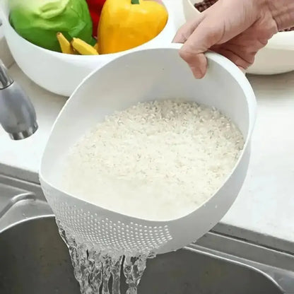 Multi Functional Dual Layer Kitchen Drain Basin, Colander Strainer Basket with Handle, Versatile Food Washing Tool for Rinsing Rice Fruit Vegetable, Daily Household Meal Prep Bowl Utensils